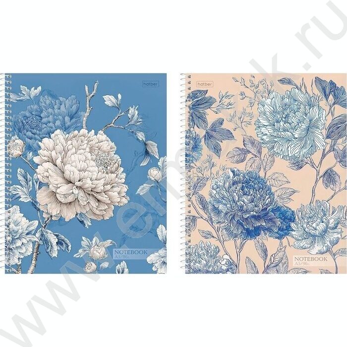 Тетрадь  96л клетка/спираль "Королевские пионы" /мат.лам/ ассорти NEW | Фото 1