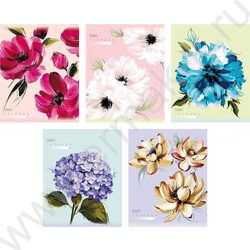 Тетрадь  96л клетка "Красочные лепестки" /тиснение/ 5видов NEW | Фото 1