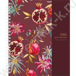Тетрадь  96л клетка/спираль/перфорация на отрыв "Golden fruits_garnet" /с карманом NEW | Фото 1