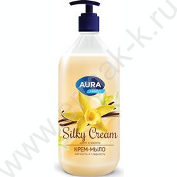 Мыло-крем жидкое "Шелк и ваниль" 1л с дозатором NEW | Фото 1