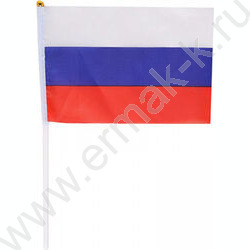 Флаг РФ триколор 14*20см с флагштоком, полиэфир NEW | Фото 1