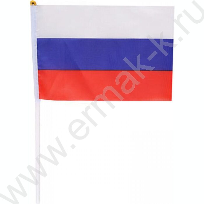 Флаг РФ триколор 14*20см с флагштоком, полиэфир NEW | Фото 1
