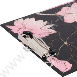 Клипборд А4 мат.ламин. с зажимом Цветок лотоса на черном NEW | Фото 3