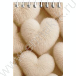 Блокнот  40л А7 спираль "Бежевые сердца" /УФ-лак сплошной/ NEW | Фото 1