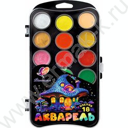 Акварель медовая 18цв  Фантазия (классическая + флуоресцентная + перламутровая) б/кисточки NEW | Фото 1