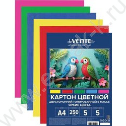 Картон цв. тонированный двусторонний А4  5л/5цв "HOBBY CREATIVE", яркие цвета NEW | Фото 1