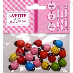 Декоративные украшения из дерева "Божьи коровки" 20шт 12*15мм, цвет ассорти /блистер NEW | Фото 1