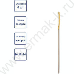 Иглы для шитья ручные"гобеленовые"острие закругл. 6шт блистер NEW | Фото 2