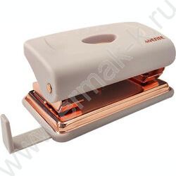 Дырокол  12л пластик Esthetics /линейка /лавандово-пепельный, с метал. базой цвета розового золо | Фото 1