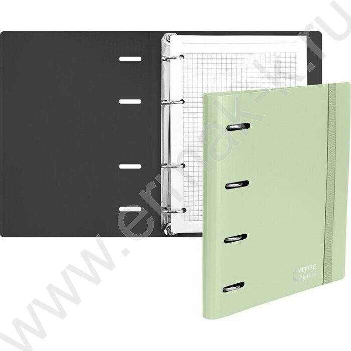 Тетрадь  80л А5 клетка/кольца /тв. обл. /резинка для фиксации /оливковая | Фото 2