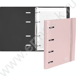 Тетрадь  80л А5 клетка/кольца /тв. обл. /резинка для фиксации /пудрово-розовая NEW | Фото 2