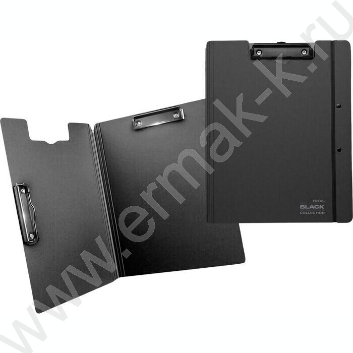 Клипборд А4 "TOTAL BLACK" c 2-мя клипами /толщина 2 мм /фактура "песок" пенный уплотнитель, черн | Фото 2