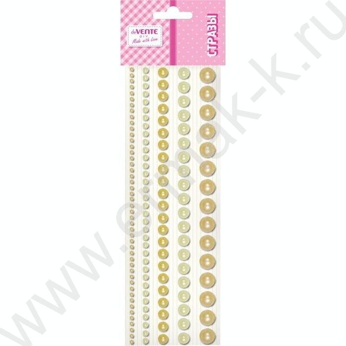 Наклейки-стразы акриловые "DIY Pearls" 5 размеров, 115шт /золотые /блистер | Фото 1