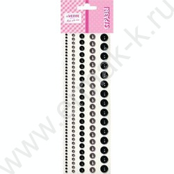 Наклейки-стразы акриловые "DIY Pearls" 5 размеров, 115шт /цвет черного бриллианта /блистер | Фото 1