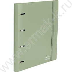Папка 4 кольца 30мм "sigNATURE" фактура "песок" 2,5мм, карман внутр. /оливковая | Фото 1