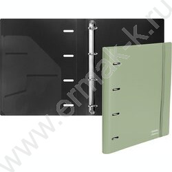 Папка 4 кольца 30мм "sigNATURE" фактура "песок" 2,5мм, карман внутр. /оливковая | Фото 2