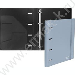 Папка 4 кольца 30мм "sigNATURE" фактура "песок" 2,5мм, карман внутр. /сумеречно-синяя | Фото 2