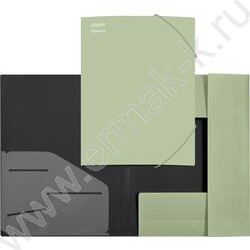 Папка на резинках "sigNATURE" толщина 2мм, фактура "песок", 2 угловые резинки, 3клап/ /оливковая | Фото 2