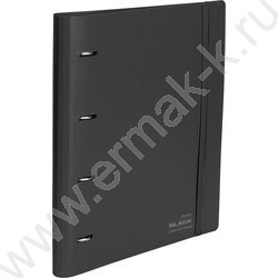 Папка 4 кольца 30мм "TOTAL BLACK" фактура "песок" 2,5мм, карман внутр. /черная | Фото 1