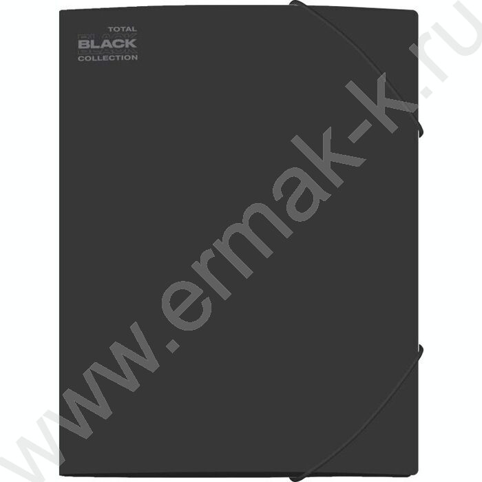 Папка на резинках "TOTAL BLA" толщина 2мм, фактура "песок", 2 угловые резинки, 3 клапана /черная | Фото 1