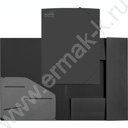 Папка на резинках "TOTAL BLA" толщина 2мм, фактура "песок", 2 угловые резинки, 3 клапана /черная | Фото 2