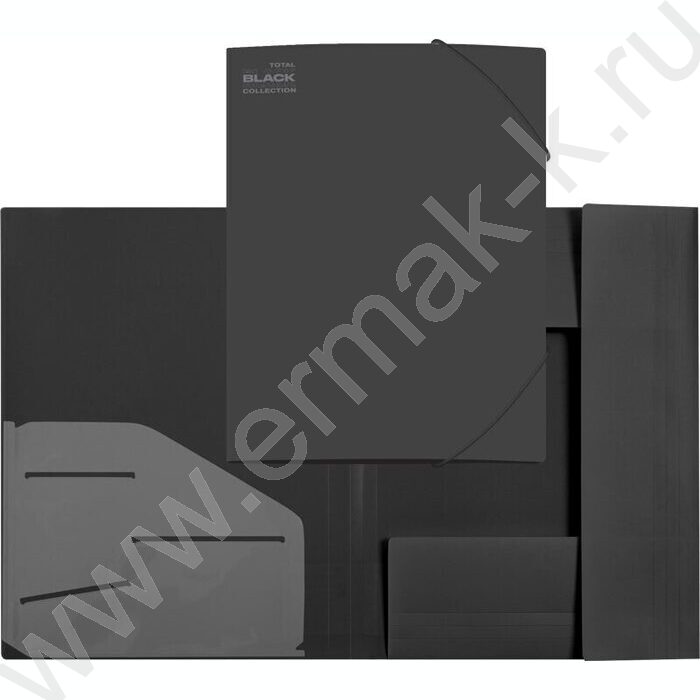 Папка на резинках "TOTAL BLA" толщина 2мм, фактура "песок", 2 угловые резинки, 3 клапана /черная | Фото 2