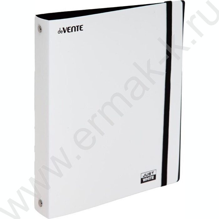 Папка 4 кольца 30мм A5 "JUST WHITE" фактура "soft-touch", карман внутр., /белая | Фото 1