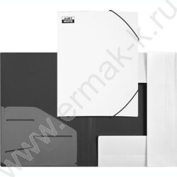 Папка на резинках "JUST WHITE" толщина 2 мм, 2 угловые резинки, 3 клапана /белая | Фото 2