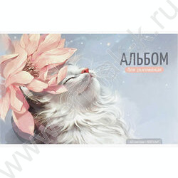 Альбом д/рисования 40л "Кот и цветок" /сплошной глянцевый УФ-лак/ NEW | Фото 1