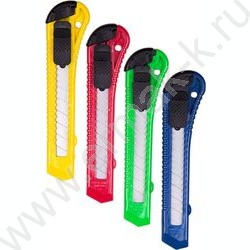 Нож канцелярский 18мм с фиксатором, ассорти /европодвес NEW | Фото 1