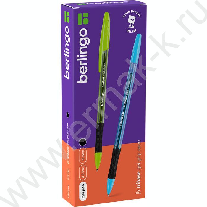 Ручка гелевая черная 0,5мм  "Tribase Gel grip neon", грип /ассорти NEW | Фото 3