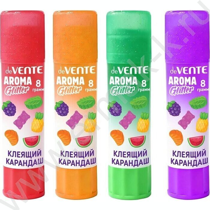 Клей-карандаш  8г "AROMA&GLITTER" /PVP основа/ в картонном дисплее с пластик. поддоном /ассорти NEW | Фото 1