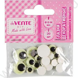 Глазки декоративные круглые светящиеся в темноте, 8мм-8шт, 10м-8шт, 14мм-4шт /самоклеящиеся | Фото 1