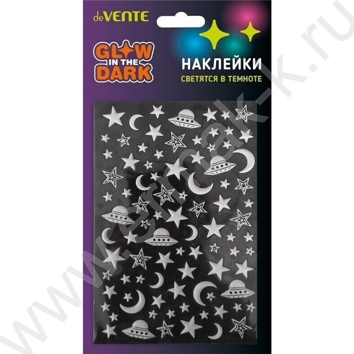 Наклейки объемные, мягкие, светящиеся в темноте 9,5*15см "Галактика", puff, многоразовые /блисте NEW | Фото 1