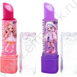 Ластик в форме помады "Amai Menoko" диаметр 10мм, длина 40мм, материал - ТПР / ассорти NEW | Фото 1