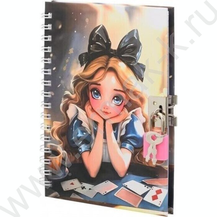 Блокнот  48л 15*11см "Девочка" спираль,цветная тв.обл. /ассорти/,блок-клетка.+замочек NEW | Фото 2