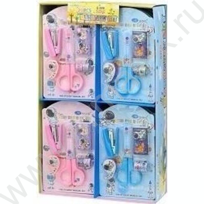 Набор канцелярский детский Космос ножницы+степлер+скобы+диспенсер+2 скотча, яркая упаковка-блист NEW | Фото 3