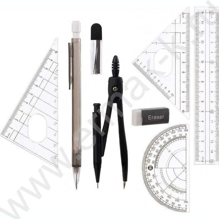 Готовальня  8предм в пластиковом футляре, в цветной картонной уп./ассорти/ с европодвесом NEW | Фото 3