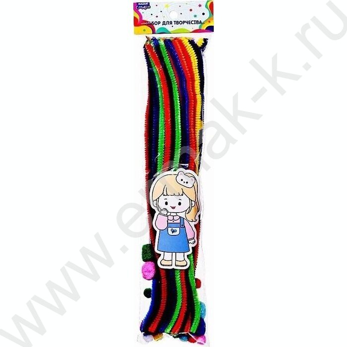 Набор д/творчества проволока синельная (d=0.6 см, длина 30 см, 50 шт.) помпоны - 10 шт., глазки  NEW | Фото 2