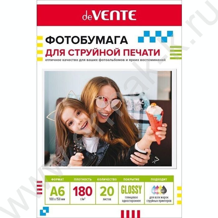 Бумага А6 "deVENTE" 180г/мкв  20л глянцевая одностор. NEW | Фото 1