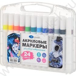 Маркер акриловый /набор 24цв/ на водной основе,2-4мм,трёхгранный белый корпус,уп.пл. бокс NEW | Фото 1