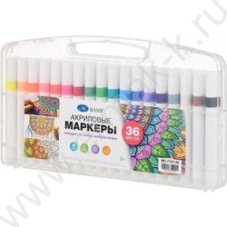 Маркер акриловый /набор 36цв/ на водной основе,2-4мм,трёхгранный белый корпус,уп.пл. бокс NEW | Фото 1