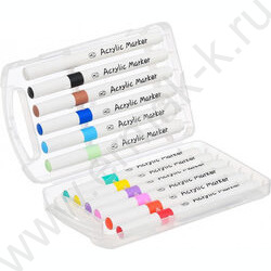 Маркер акриловый /набор 12цв/ на водной основе,1-5мм,с мягкой кистью,белый корпус,уп.пл.бокc "Ир NEW | Фото 2