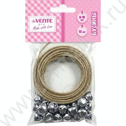 Бусины  30шт "Silver Bells", металлические колокольчики, размер 8-10мм, серебряные /блистер NEW | Фото 1