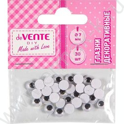 Глазки декоративные круглые, 0,7см  30шт /цвет черно-белый /блистер NEW | Фото 1