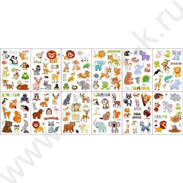 Тату стикеры Животные 2л ОПП-упаковка NEW | Фото 2