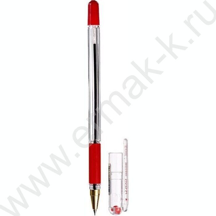 Ручка шар 0,5мм красная Gold /корпус пл.прозр.,с резиновым грипом, сменный стержень 140мм NEW | Фото 1