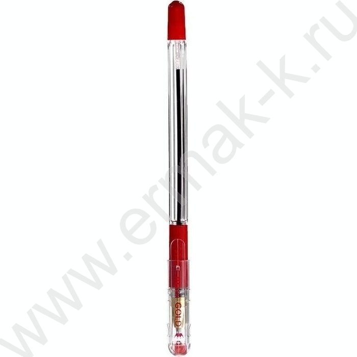 Ручка шар 0,5мм красная Gold /корпус пл.прозр.,с резиновым грипом, сменный стержень 140мм NEW | Фото 2