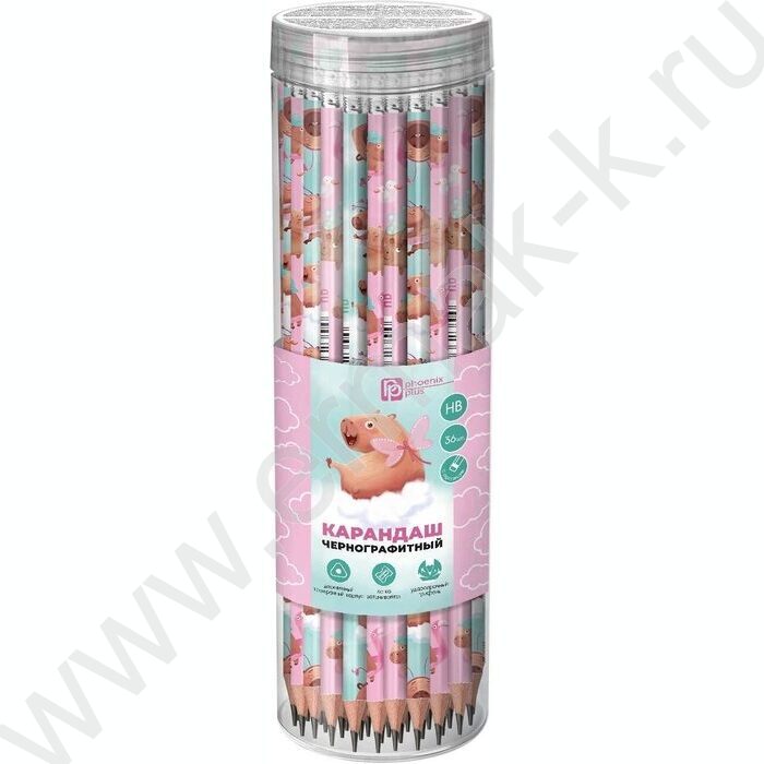 Карандаш ч/гр с ластиком HB Капибара-милашка /тубус NEW | Фото 2