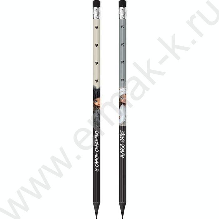 Карандаш ч/гр с ластиком HB Девчонки на стиле /тубус NEW | Фото 1